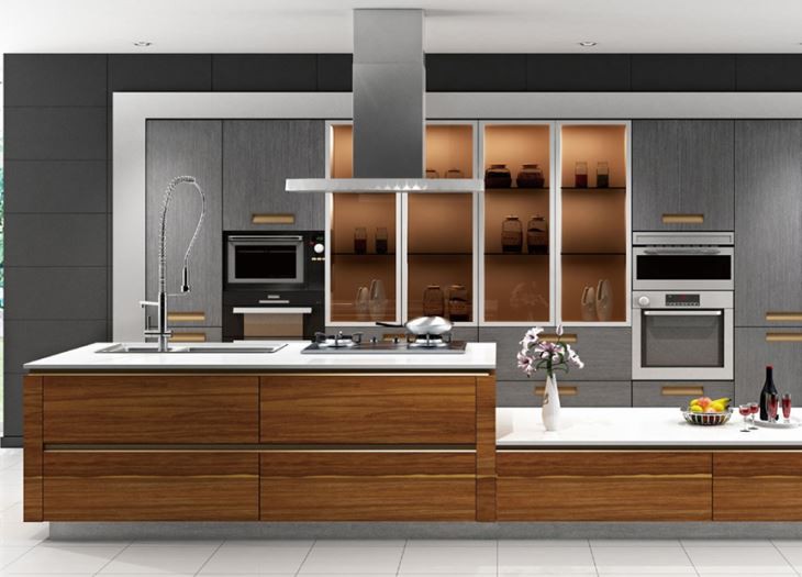 Textured Melamine Kitchen Cabinets
